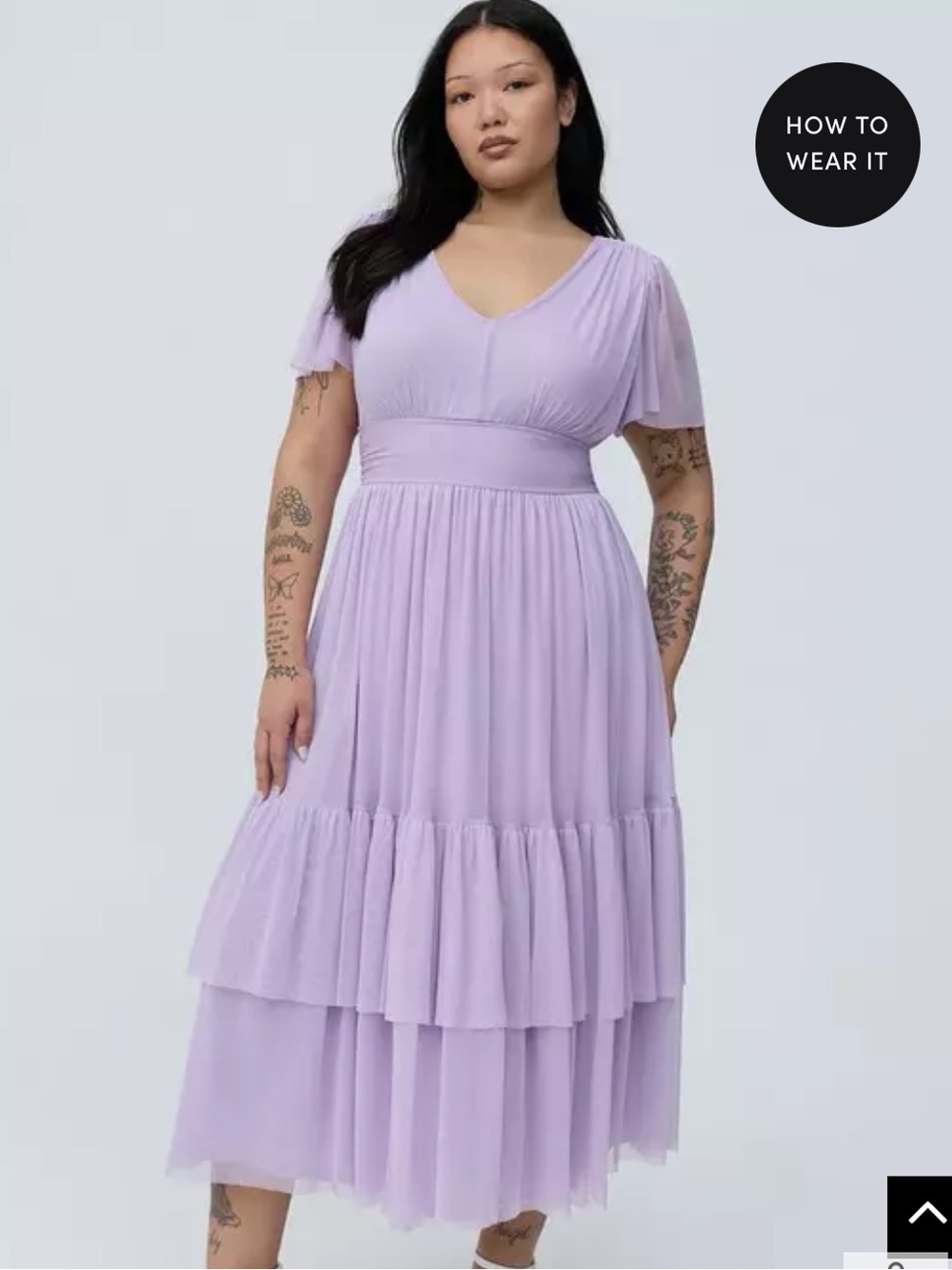 Mesh Flutter Sleeve Maxi Dress - Lavender
